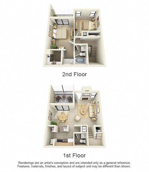 Floor plan for 2 beds, 1.5 baths, 1239 sqft